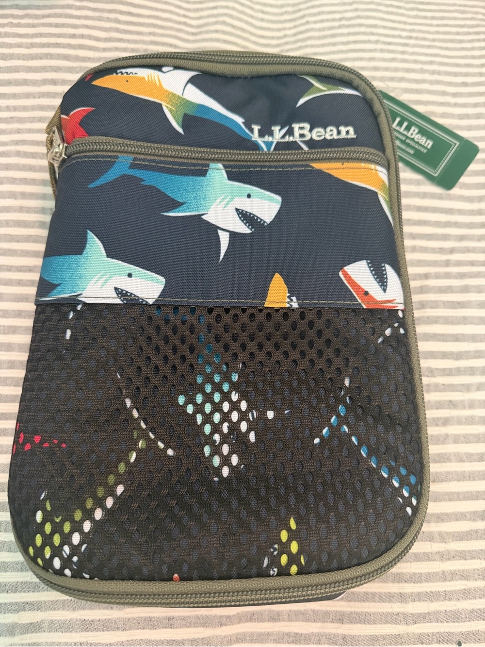 NWT LLBean Lunch Box II Print - Neon Shark - insulated lunch box - Picture 2 of 6